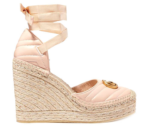 GG Marmont Espadrille Wedge Sandals in Matelassé Leather, Gucci